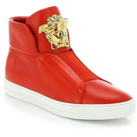 versace first idol leather high top sneakers|Versace sneakers white label.